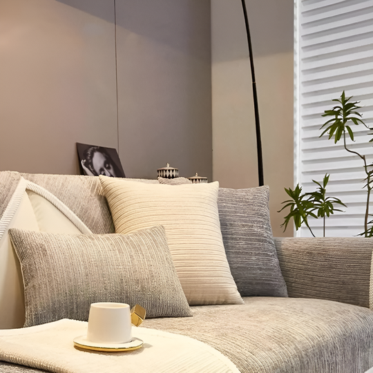 Plush Striped Chenille Sofa Slipcover for Cozy Living Rooms