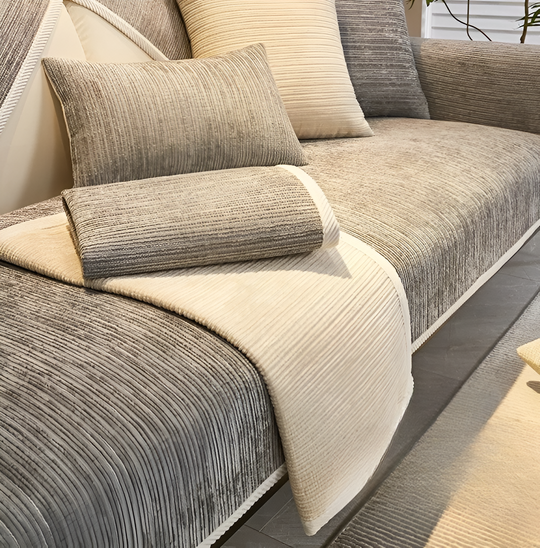 Plush Striped Chenille Sofa Slipcover for Cozy Living Rooms