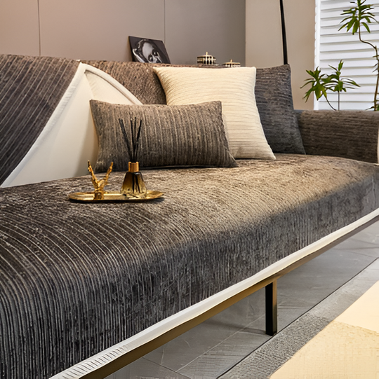 Plush Striped Chenille Sofa Slipcover for Cozy Living Rooms