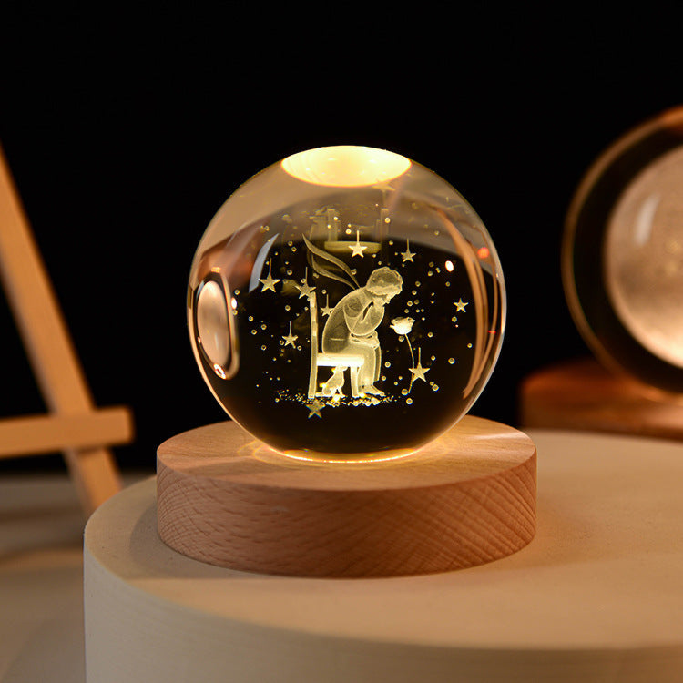 Solar System Crystal Ball Night Light for Bedside Ambient Decor