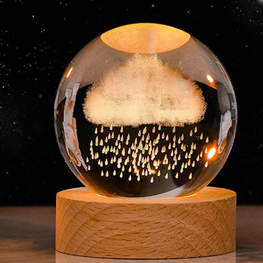 Solar System Crystal Ball Night Light for Bedside Ambient Decor