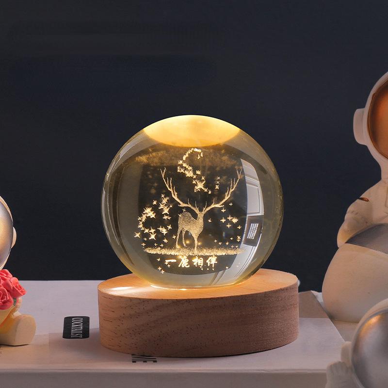 Solar System Crystal Ball Night Light for Bedside Ambient Decor