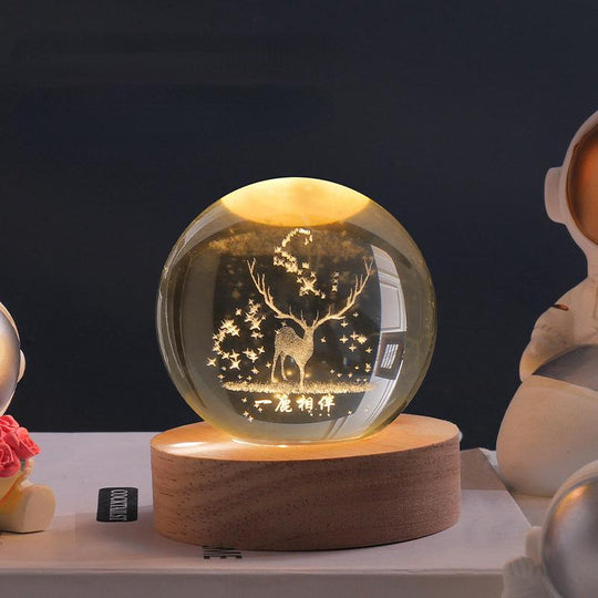 Solar System Crystal Ball Night Light for Bedside Ambient Decor