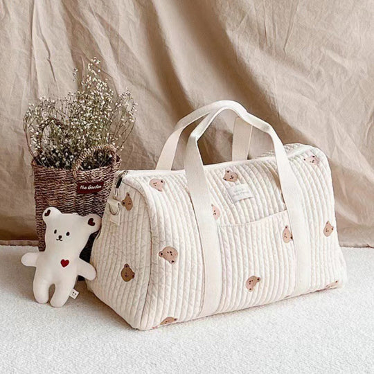 Bear print quilted weekender bag