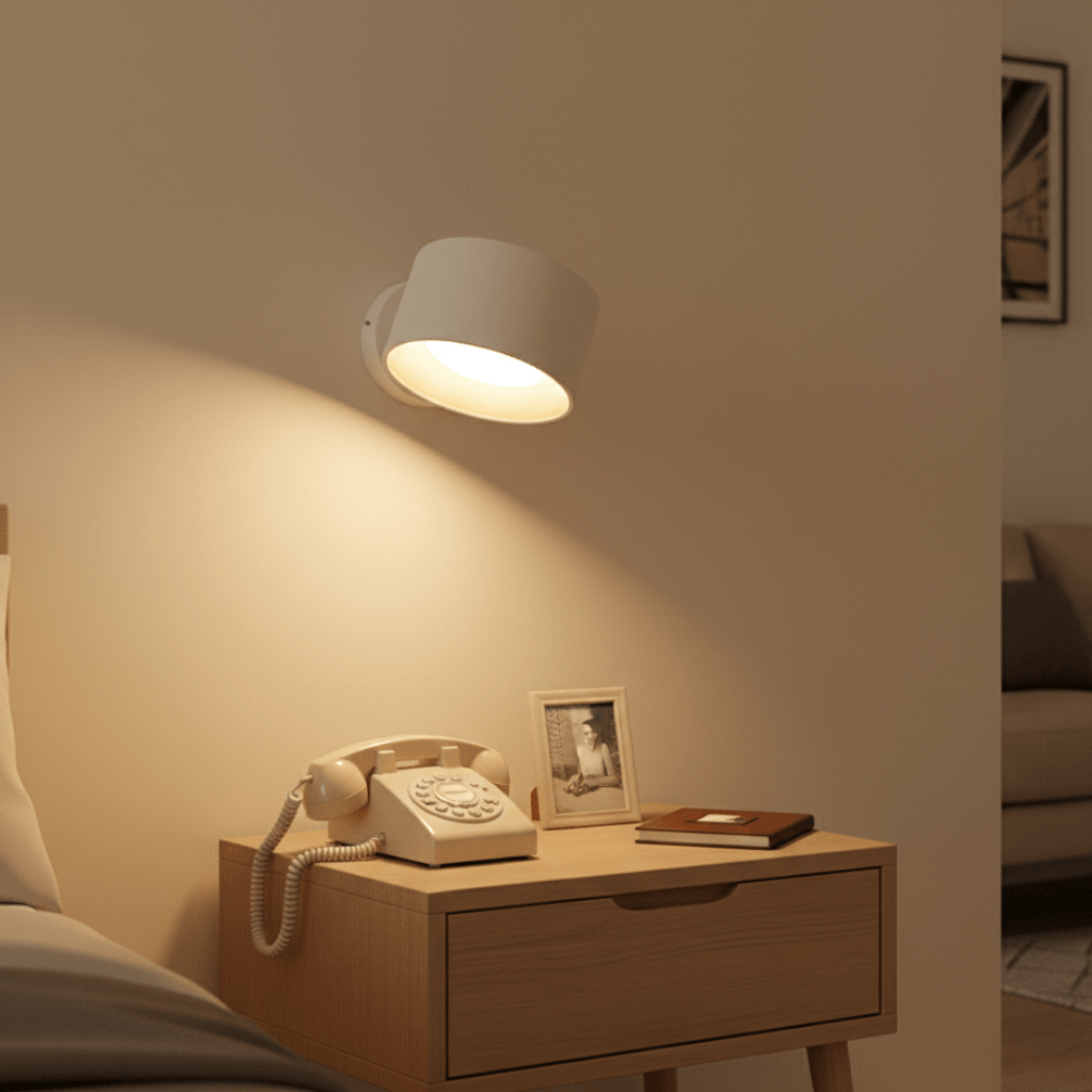 Minimalist Round Rechargeable LED Wall Lamp for Bedside and Hallway