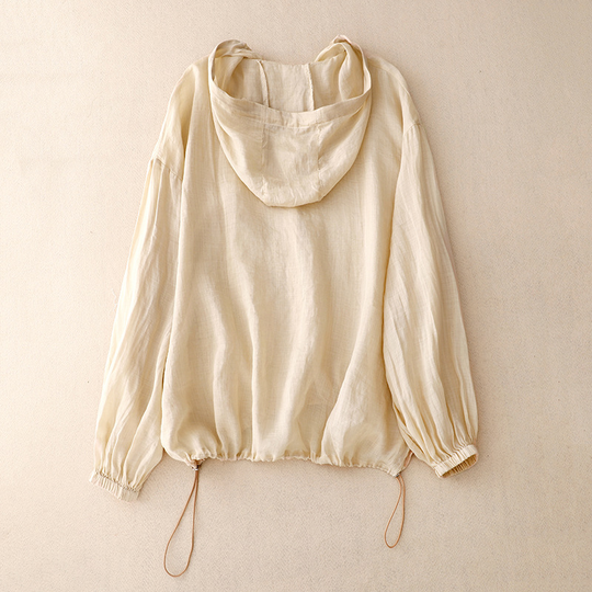 Lightweight Linen Hooded Shirt Jacket for Summer Sun Protection
