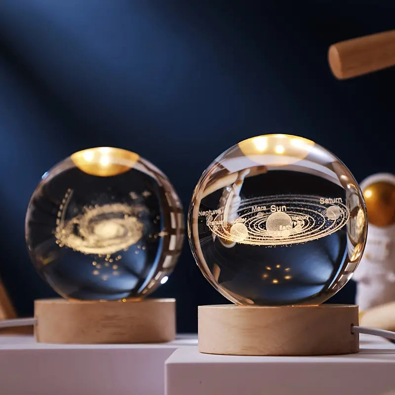 Solar System Crystal Ball Night Light for Bedside Ambient Decor