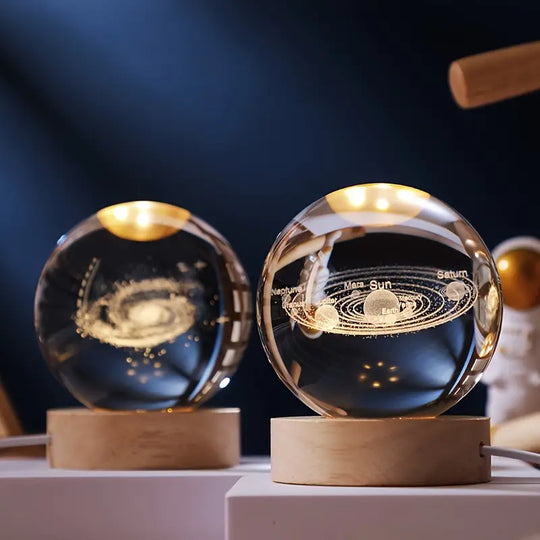 Solar System Crystal Ball Night Light for Bedside Ambient Decor