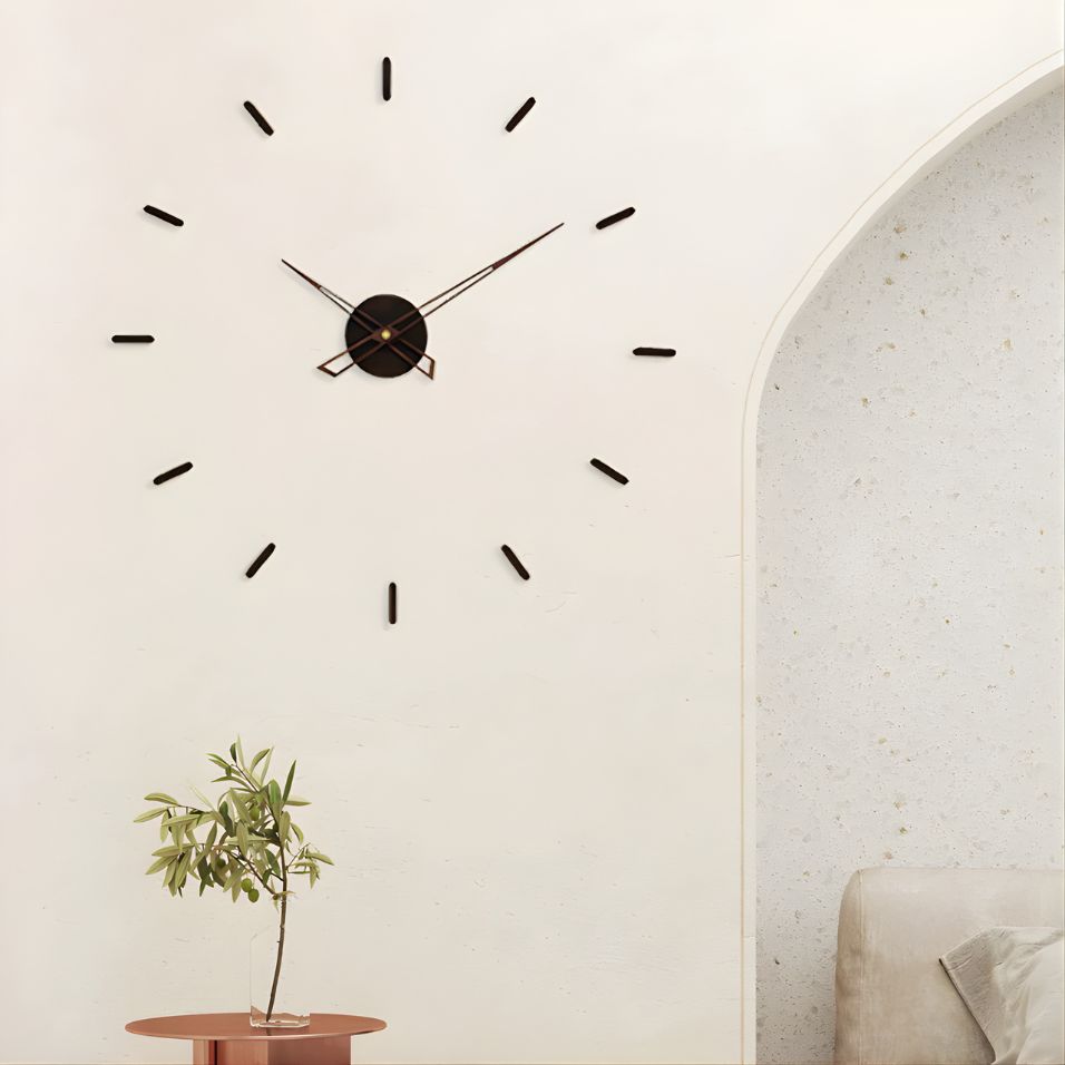 Minimalist 3D wall clock in modern living room