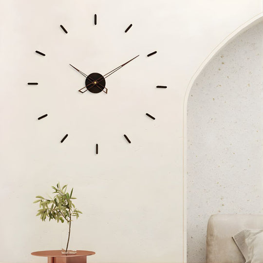 Minimalist 3D wall clock in modern living room