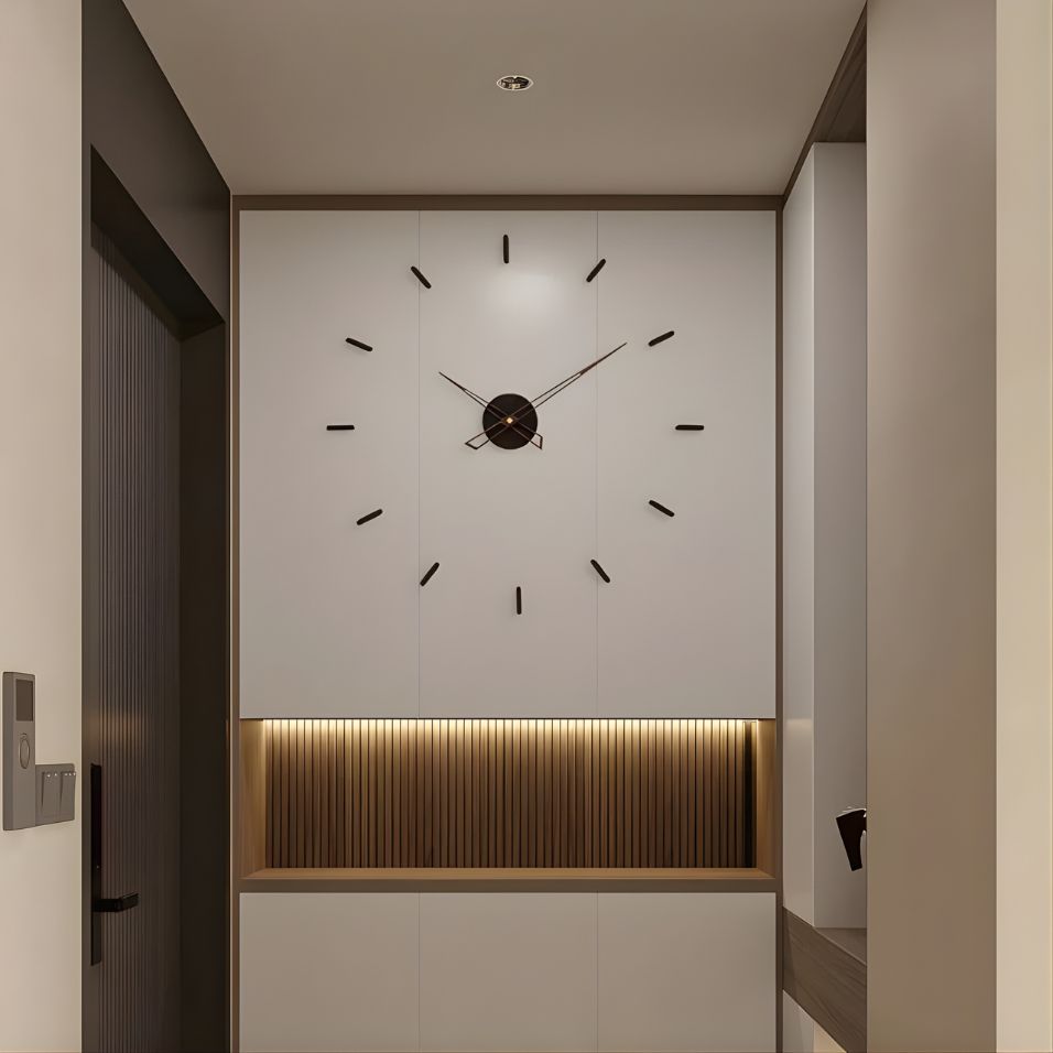3D wall clock in a modern hallway