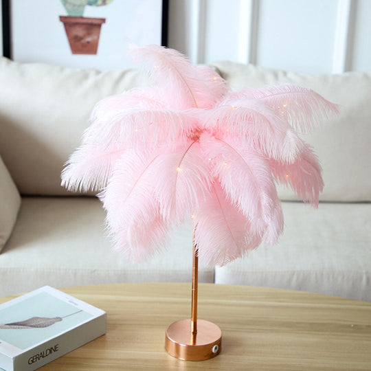 Romantic Feather Table Lamp for Elegant Bedroom and Vanity Mood Lighting