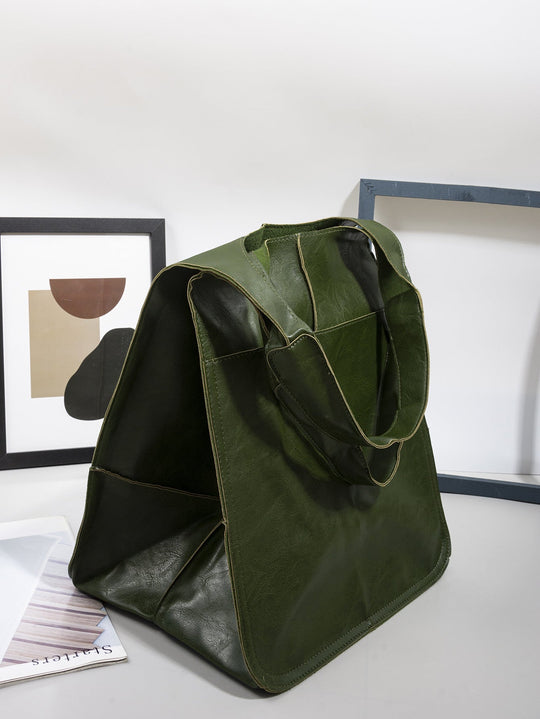 Soft Leather Slouchy Shoulder Tote Bag for Women