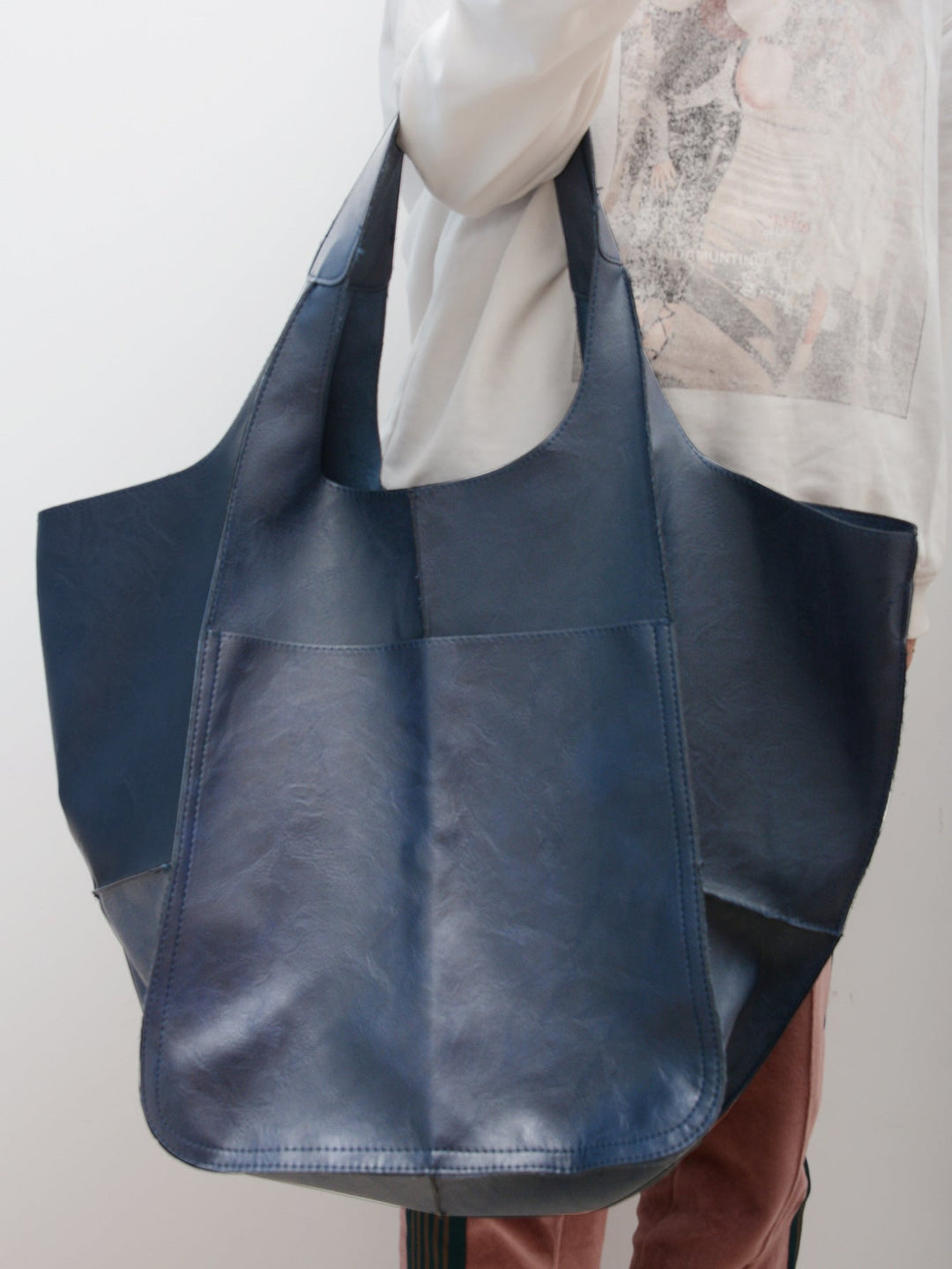 Soft Leather Slouchy Shoulder Tote Bag for Women
