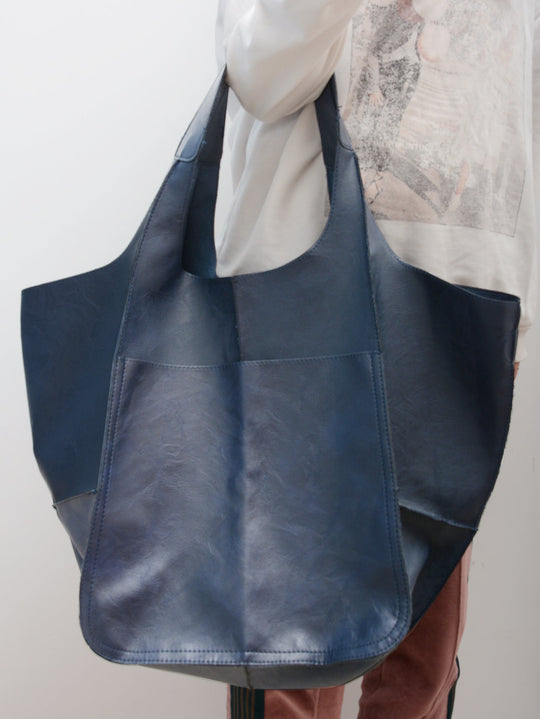Soft Leather Slouchy Shoulder Tote Bag for Women