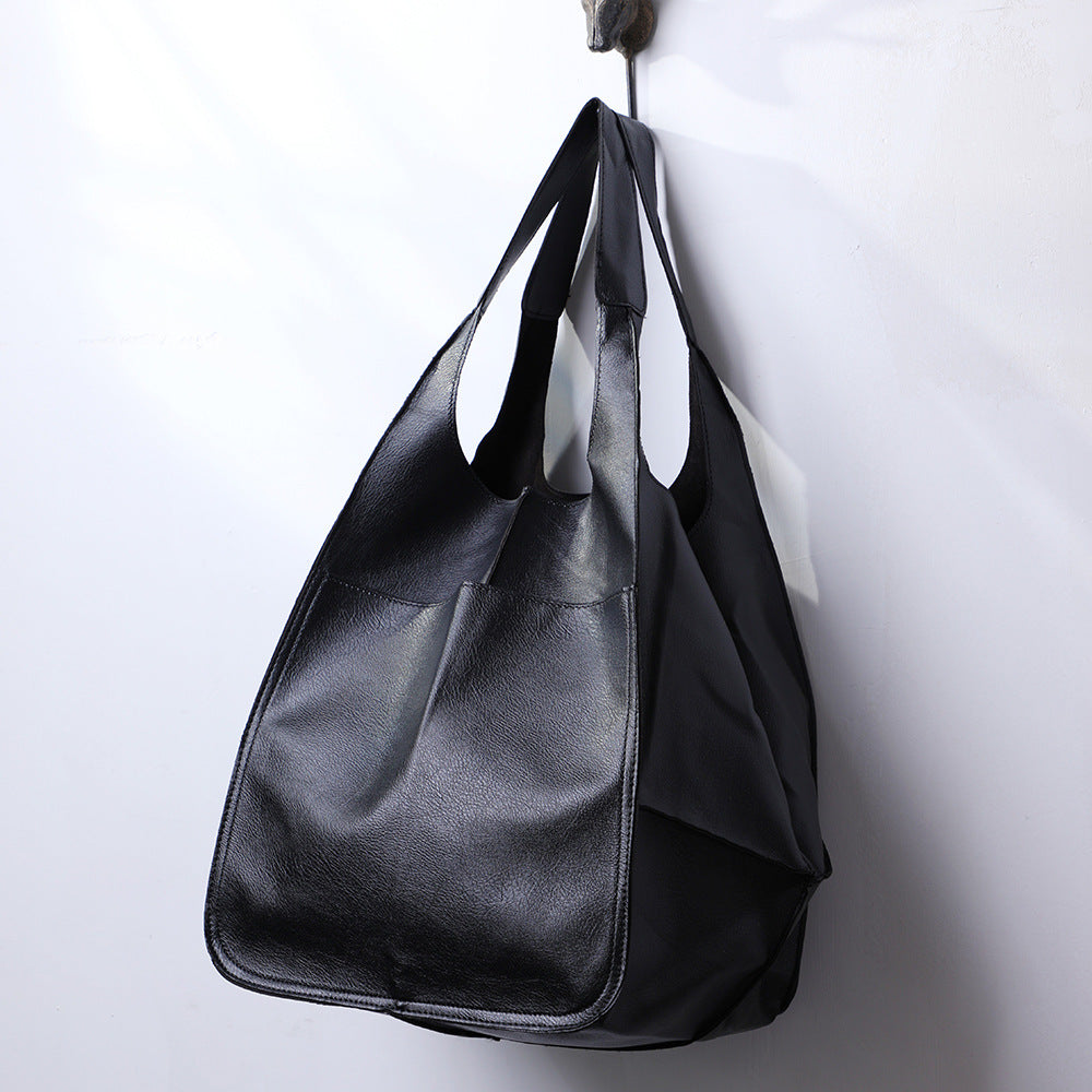 Soft Leather Slouchy Shoulder Tote Bag for Women