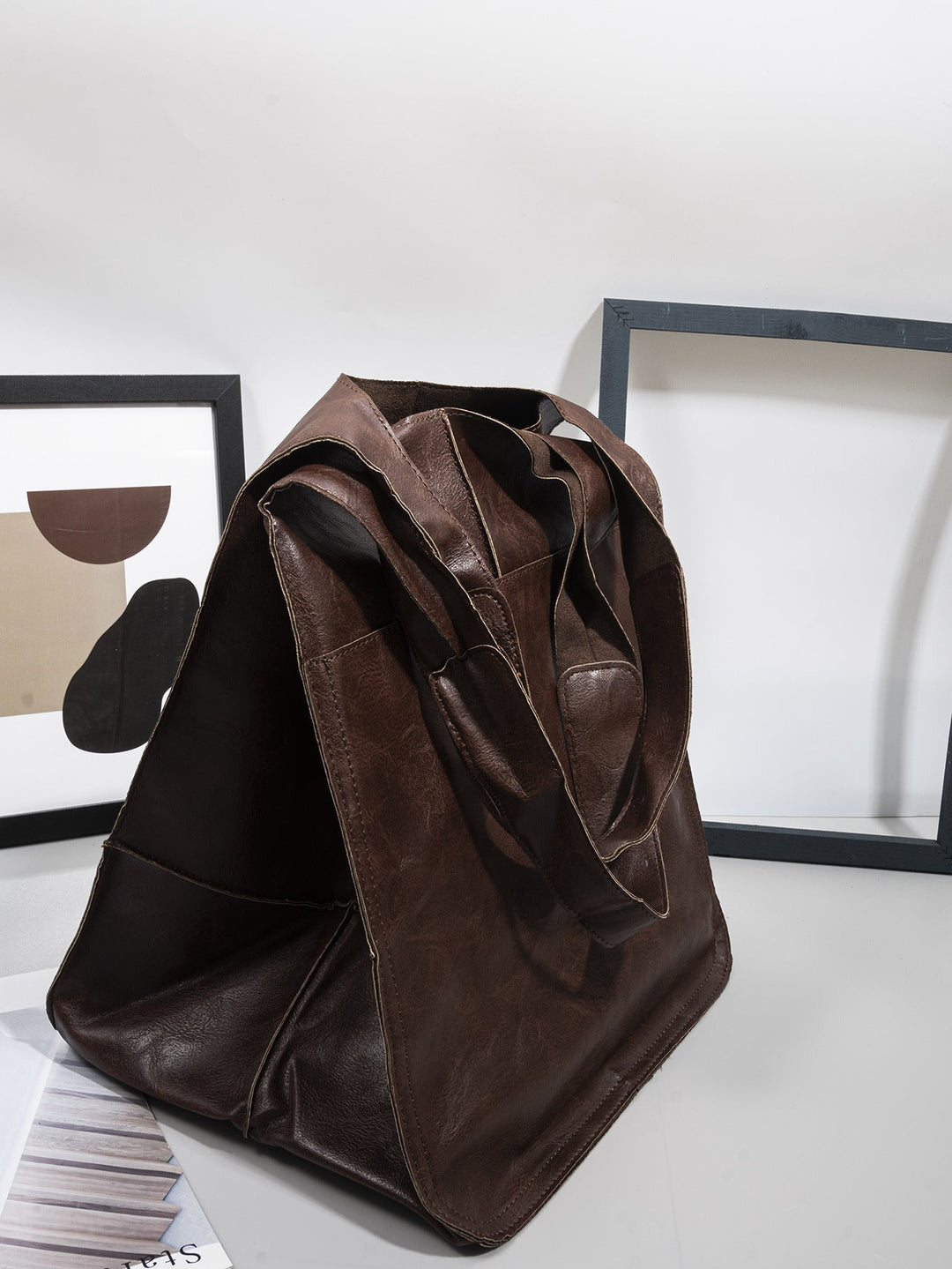 Soft Leather Slouchy Shoulder Tote Bag for Women