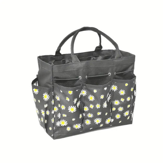 Floral Oxford Garden Tool Organizer Bag for Patio and Yard Work