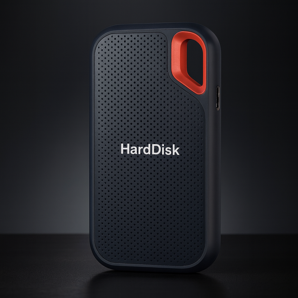 Rugged black portable SSD drive