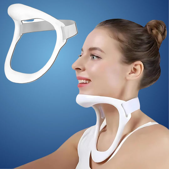 Side view of neck posture support on woman