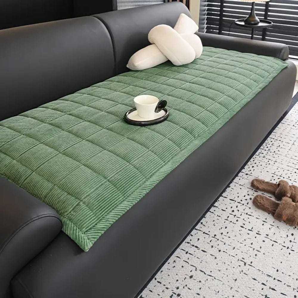 Quilted Plush Sofa Cover with Non-Slip Backing for Living Room Furniture
