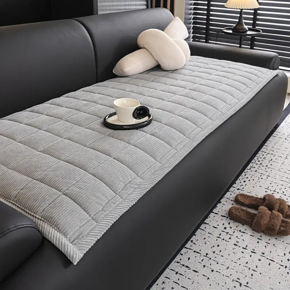 Quilted Plush Sofa Cover with Non-Slip Backing for Living Room Furniture