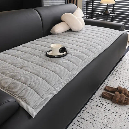 Quilted Plush Sofa Cover with Non-Slip Backing for Living Room Furniture