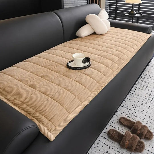 Quilted Plush Sofa Cover with Non-Slip Backing for Living Room Furniture