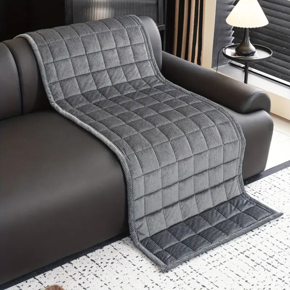 Quilted Plush Sofa Cover with Non-Slip Backing for Living Room Furniture