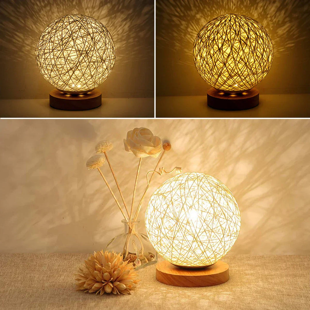 Rattan sphere lamp detail