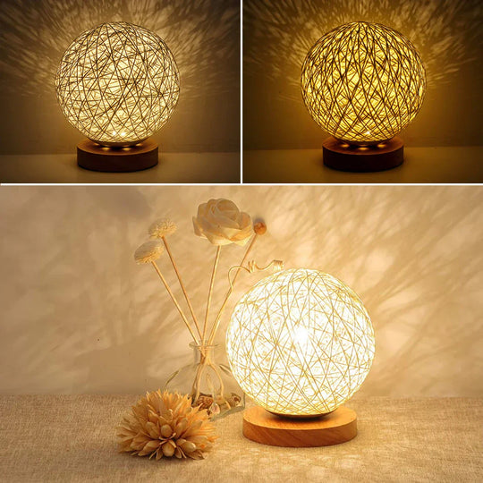Rattan sphere lamp detail