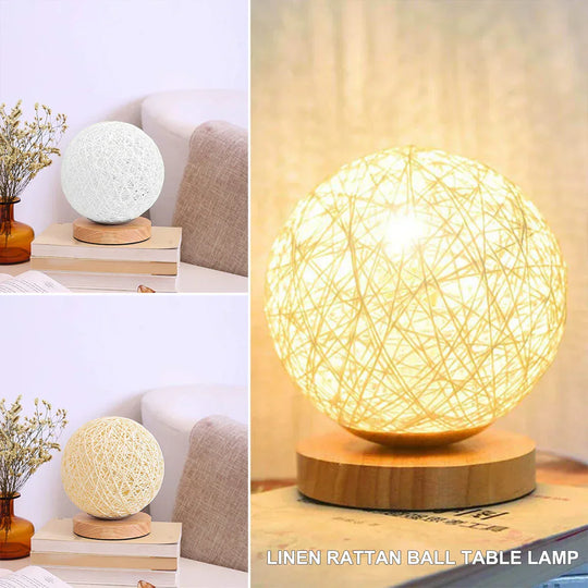 Rattan sphere lamp in living room