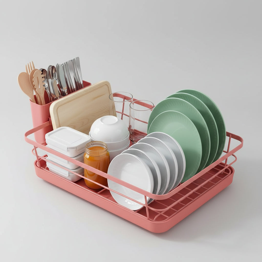 Sleek Stainless Steel Dish Drying Rack for Tidy Kitchen Counters