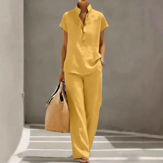 Breathable Linen Two Piece Set for Summer Days