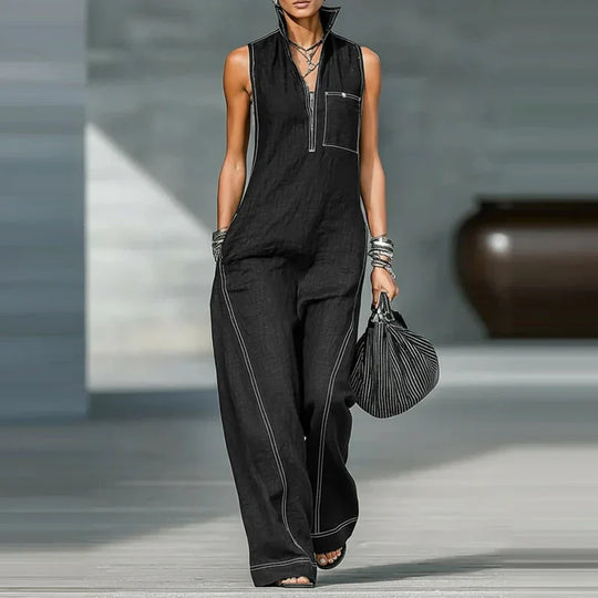 Sleeveless Wide Leg Utility Jumpsuit for Everyday Wear