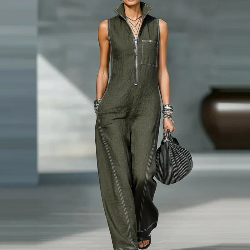 Sleeveless Wide Leg Utility Jumpsuit for Everyday Wear