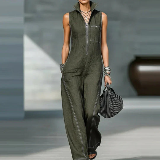 Sleeveless Wide Leg Utility Jumpsuit for Everyday Wear