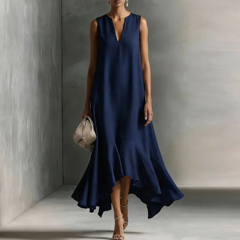 Bohemian V Neck Flowy Maxi Sundress for Summer Vacations