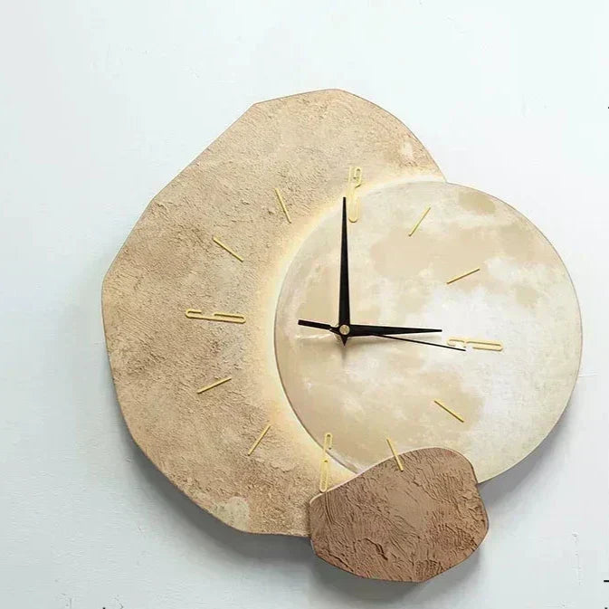 Modern Luminous Moon Wall Clock with LED Glow for Living Room