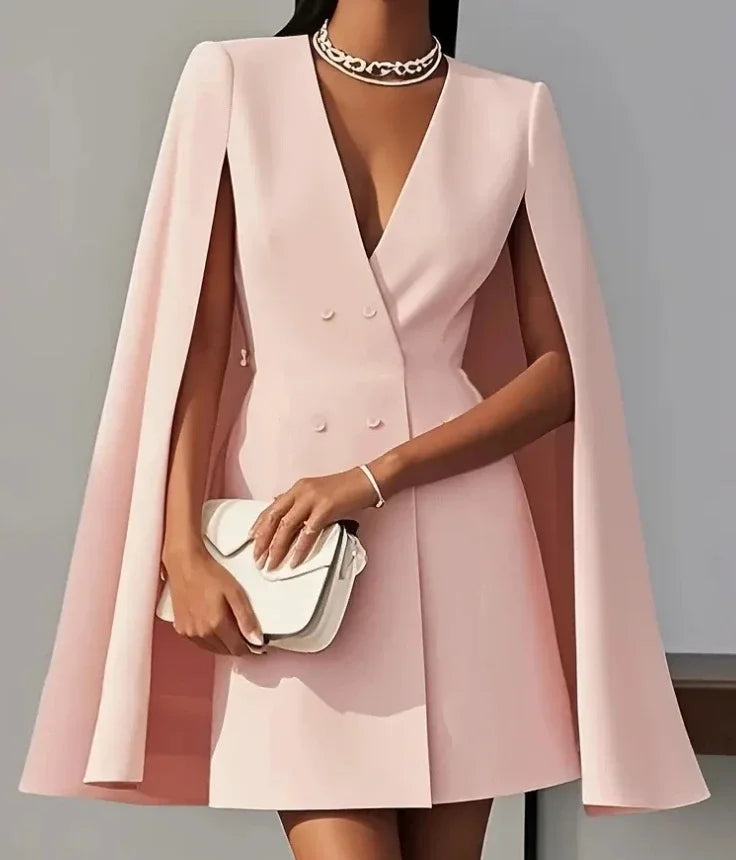 Sophisticated Cape Sleeve Blazer Mini Dress for Work