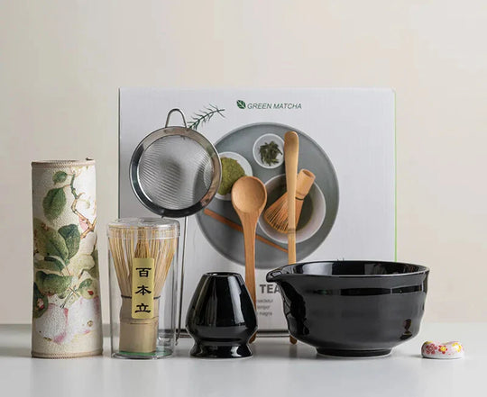 Sakura Ceramic Matcha Bowl and Bamboo Whisk Tea Set for Tea Ceremony