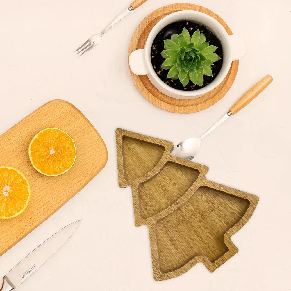 Wooden Christmas Tree Serving Board for Festive Snacks and Appetizers