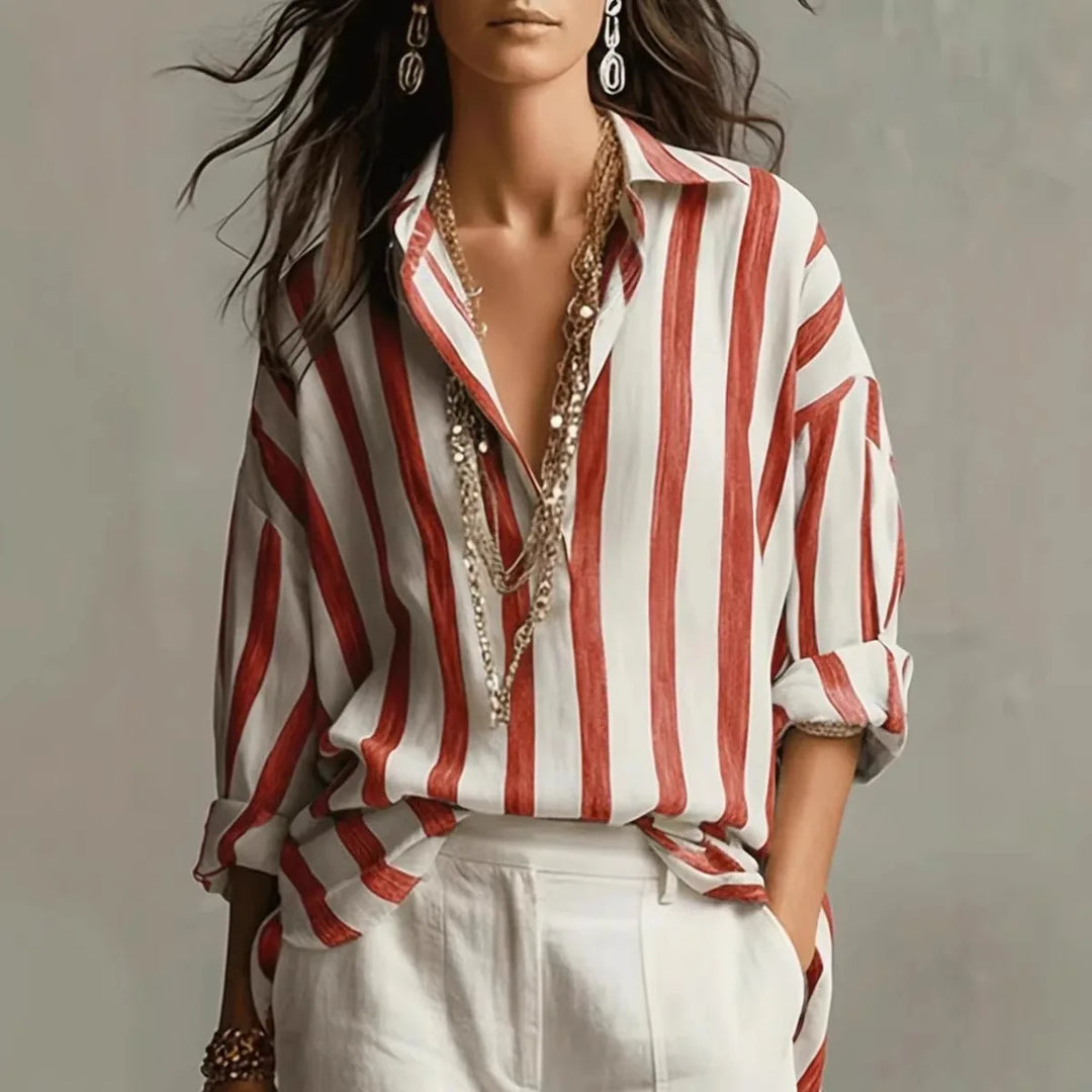 Breezy Striped Linen Button Up Shirt for Casual Summer Days