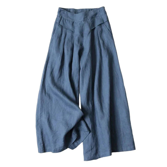 Cotton Linen Wide Leg Culotte Pants for Summer