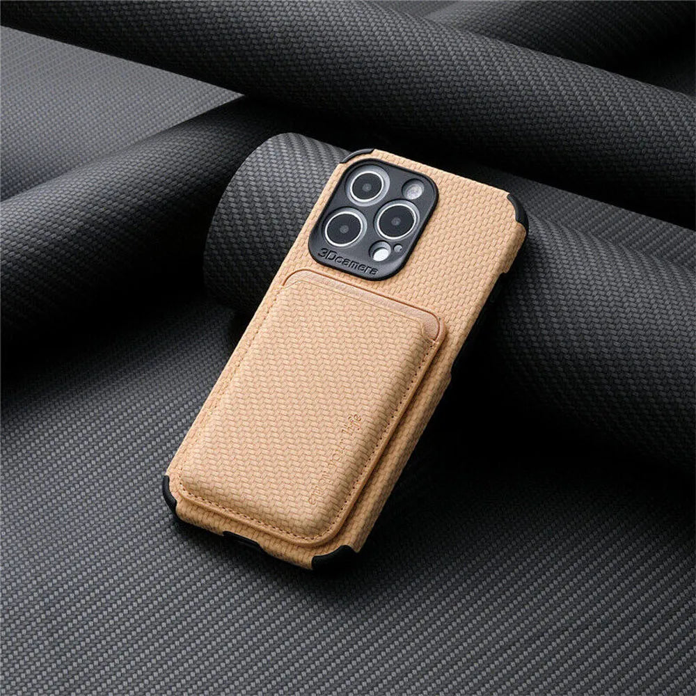 Slim MagSafe Leather Wallet Phone Case with Card Holder for iPhone