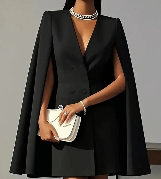 Sophisticated Cape Sleeve Blazer Mini Dress for Work