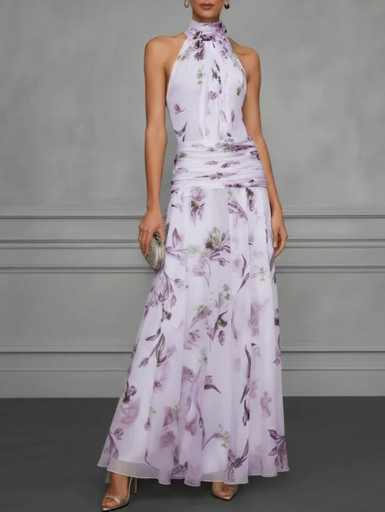 Floral Halter Maxi Dress for Beach Weddings
