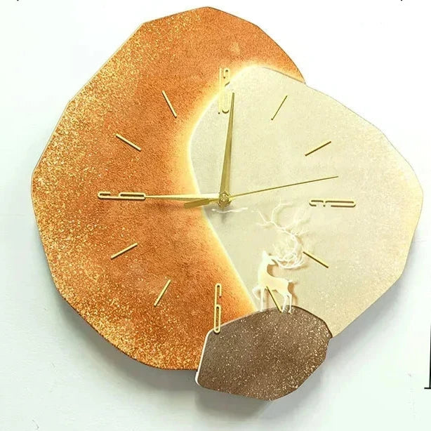 Modern Luminous Moon Wall Clock with LED Glow for Living Room