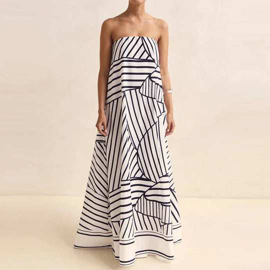 Strapless Printed Maxi Dress for Summer Parties