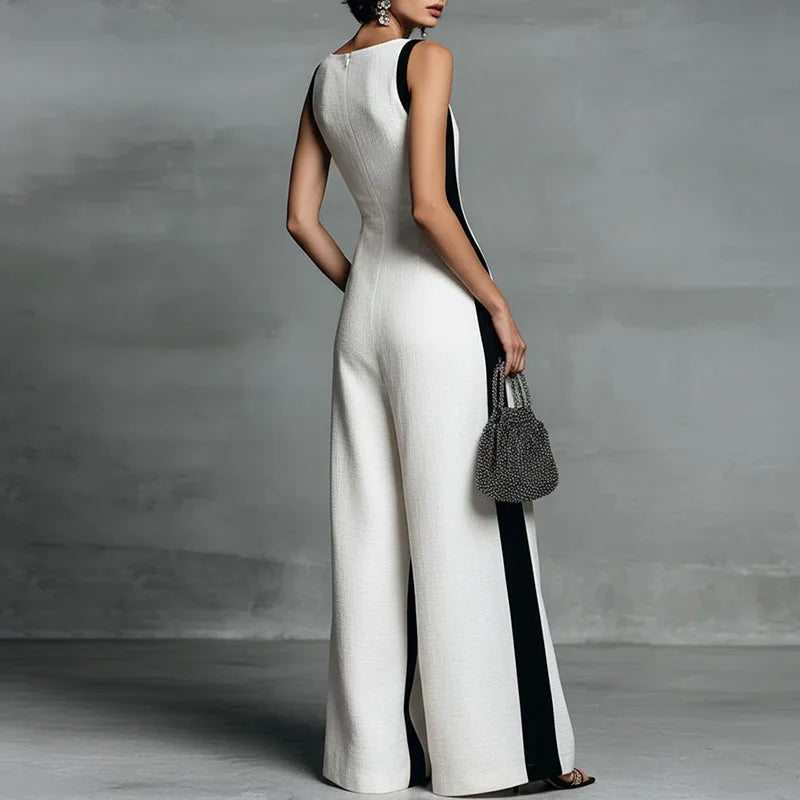 Elegant Deep V Neck Wide Leg Jumpsuit for Summer